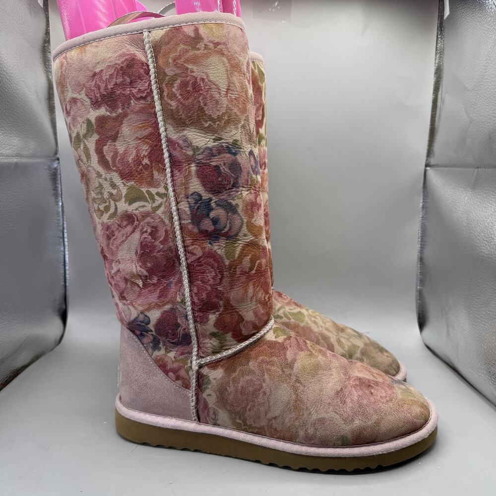 UGG Classic Tall Romantic Flower 5802 Boots Womens 9 Floral Genuine Sheepskin